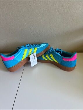 adidas Turquoise Sneakers with Neon Yellow & Hot Pink Accents